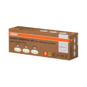   Osram Essential Recess süllyesztett spot lámpa szett, melegfehér, nikkel (3 darabos)