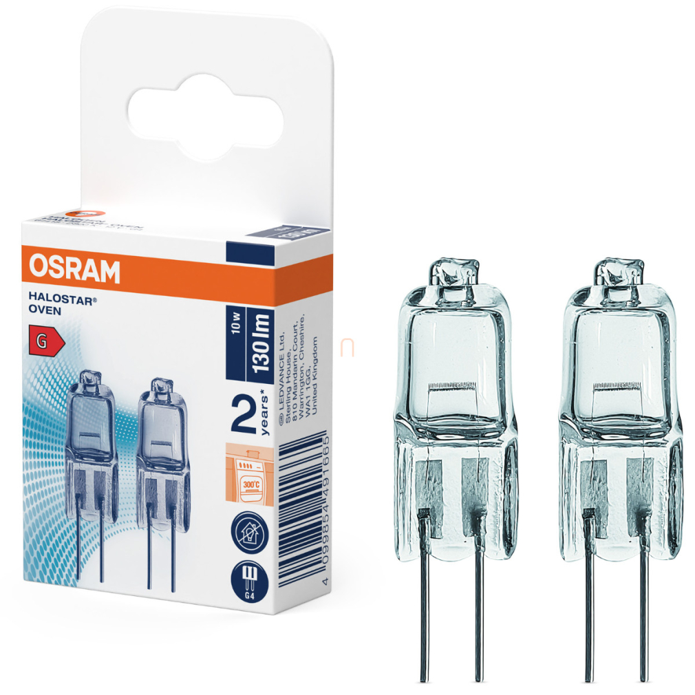 Osram G4 sütőizzó 10W, 130 lm, 2800 K melegfehér, üveg-, 2 darabos - Oven 64418