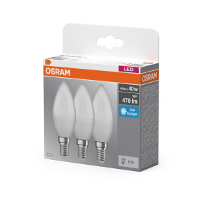   Osram LED Base Classic B 4.9W, 470 lm, 6500K, opál ,3 darabos