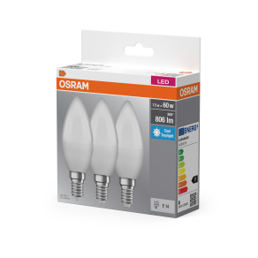   Osram LED Base Classic B 6.8W, 806 lm, 6500K, opál,3 darabos
