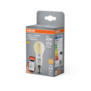   Osram Smart+ Matter Filament Classic E14 LED kisgömb, 4 W, 470 lm, 2700 K, dimmelhető
