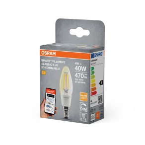   Osram Smart+ Matter Filament Classic E14 LED, 4 W, 470 lm, 2700 K, dimmelhető