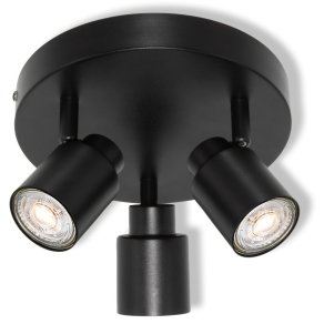   Osram LED Spot Primal 3XGU10 Plate Black - Mennyezetre szerelhető állítható spotlámpa, fekete acél ház, 3 forgófejű GU10 foglalat, IP20