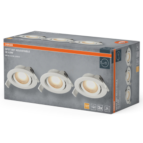   Osram Spot Set Recess Adjustable – Forgatható, süllyeszthető LED spotlámpa, 4,9W, melegfehér 2700K, 120° sugárzási szög, fehér, IP20, 25000 óra élettartam