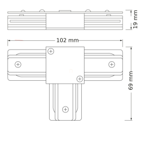   Osram Connector 1-phase tracking system T Type – fehér T-alakú csatlakozóelem beltéri sínrendszerekhez, alumínium/műanyag kivitel, tartós, könnyen szerelhető