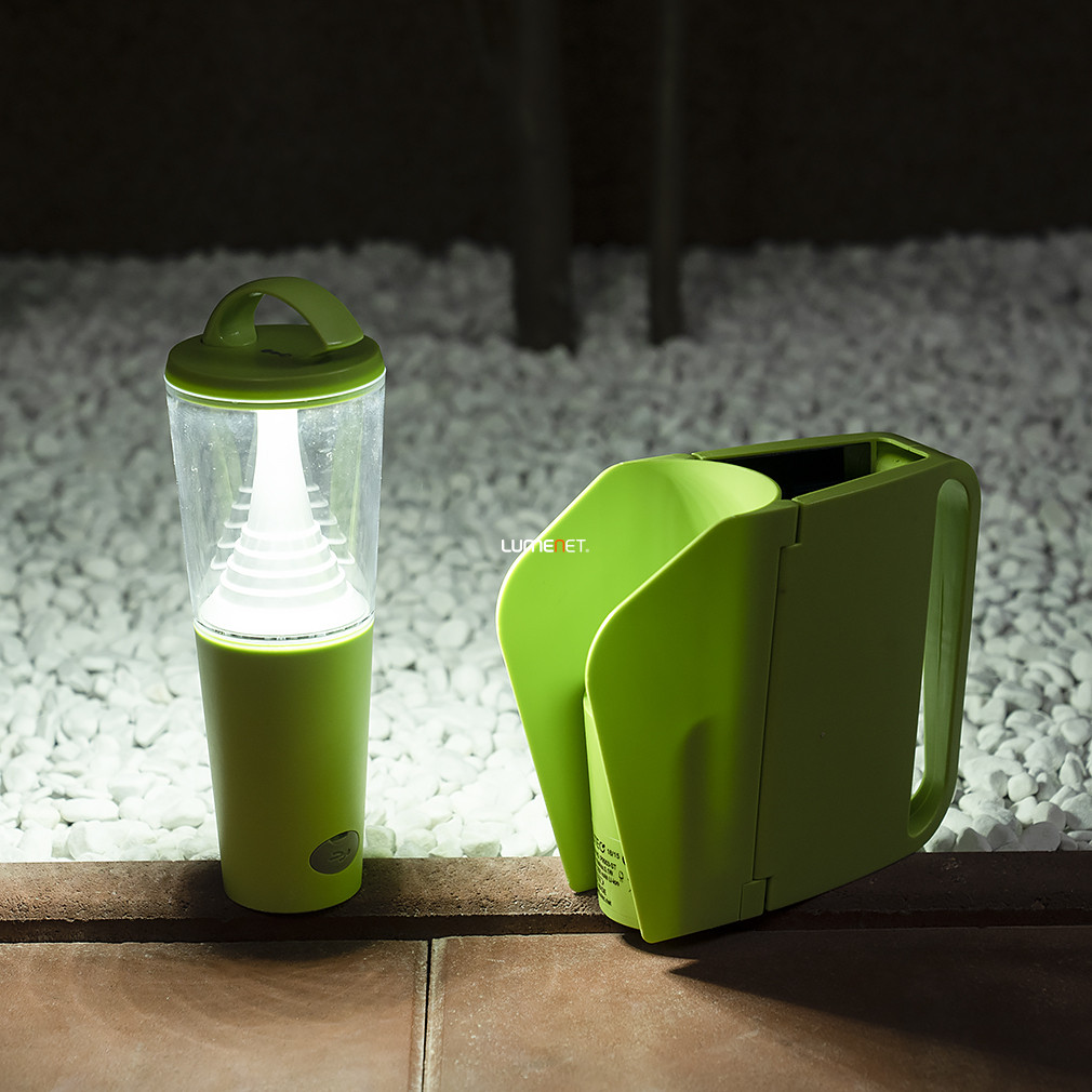Napelemes hordozható LED lámpa 1,6 W, hidegfehér, zöld színű (Butterfly)
