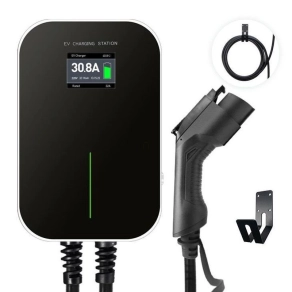   Fali elektromos autótöltő Besen WALLBOX Basic 1xT2 csatlakozó kábellel, 11 kW, 3 fázisú IP66, fekete