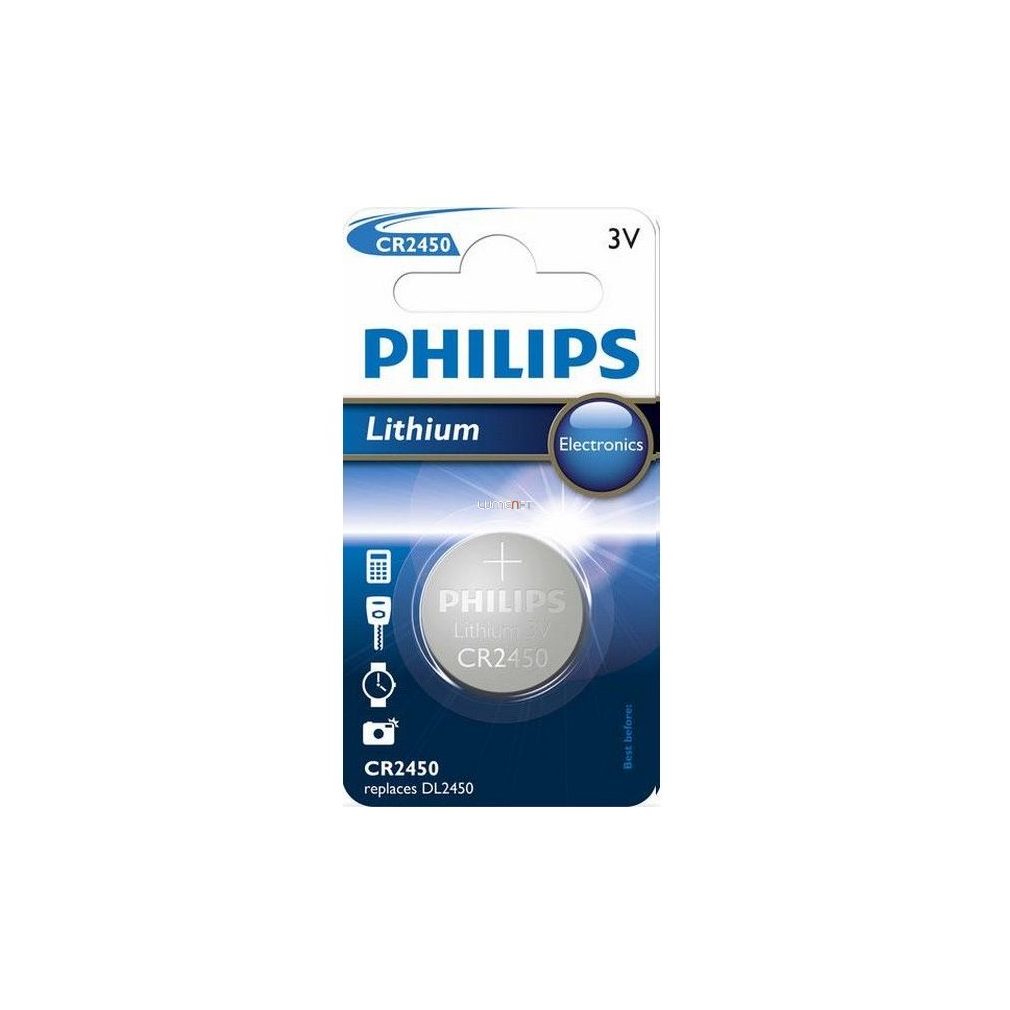 Philips Gombelem CR2450/10B Lithium 3V