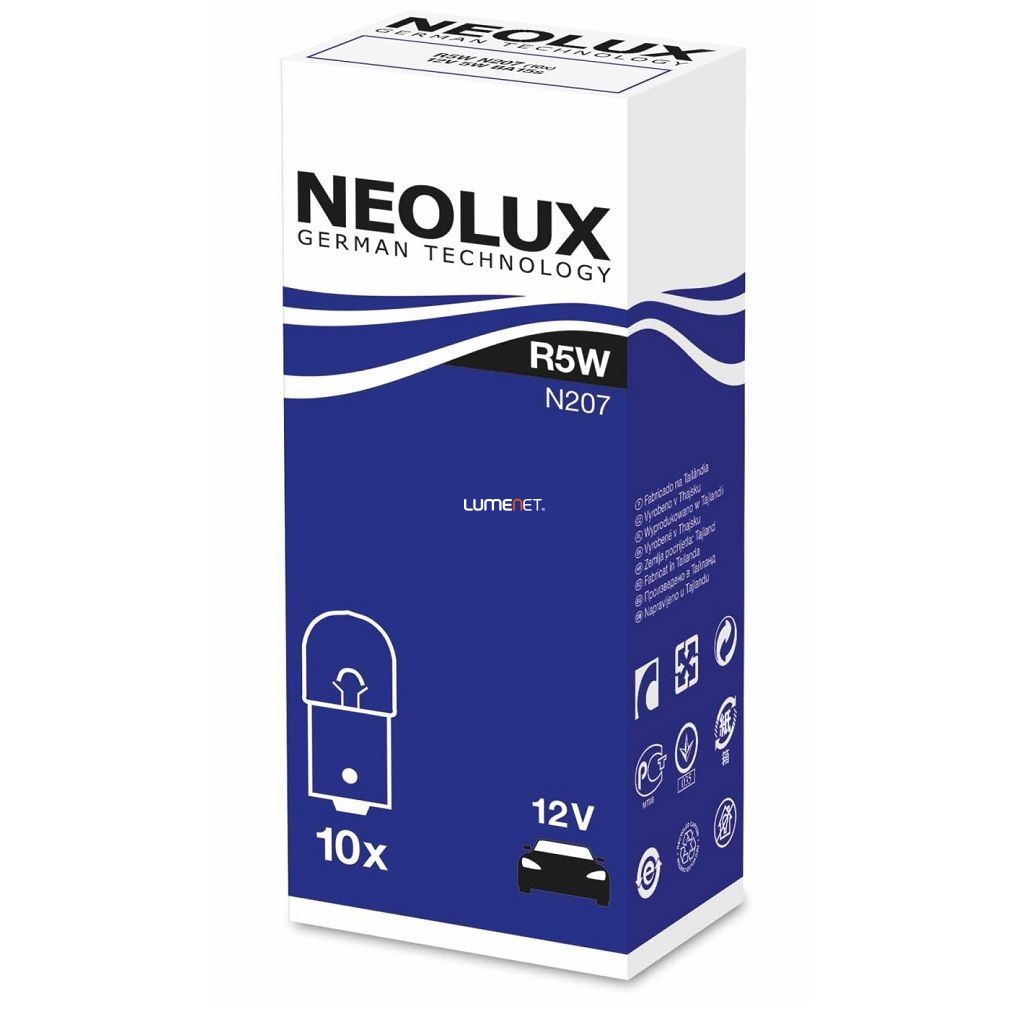 Neolux Standard N207 R5W 12V BA15s jelzőizzó 10db/csomag