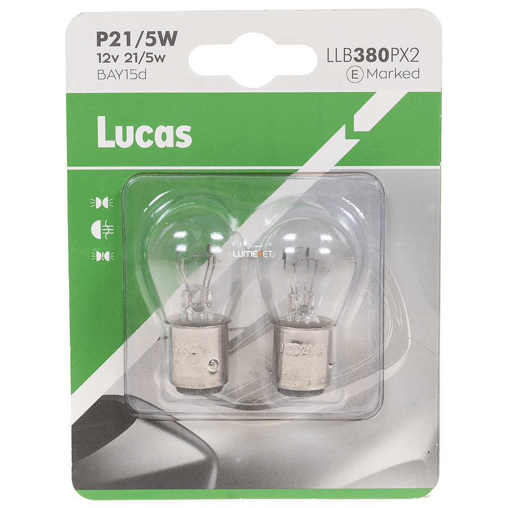 Lucas 12V P21/5W jelzőizzó, 2db/bliszter