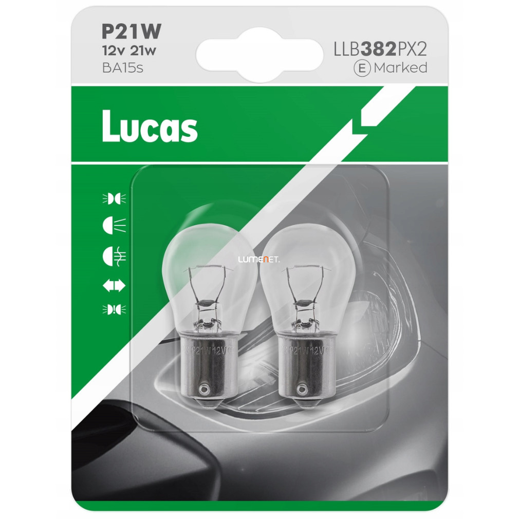 Lucas 12V P21W jelzőizzó, 2db/bliszter