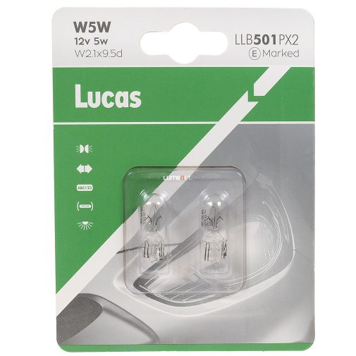 Lucas 12V W5W jelzőizzó, 2db/bliszter