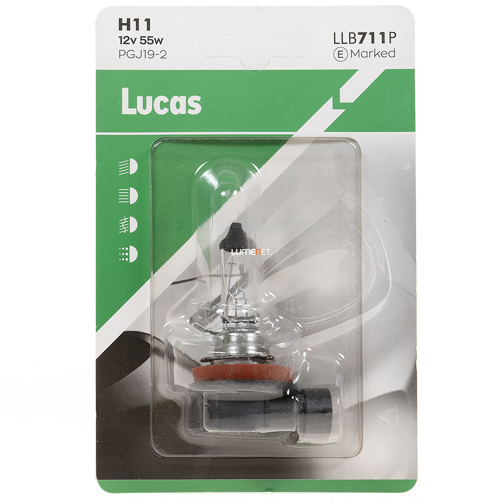 Lucas H11 autóizzó 12V 55W, 1db/bliszter