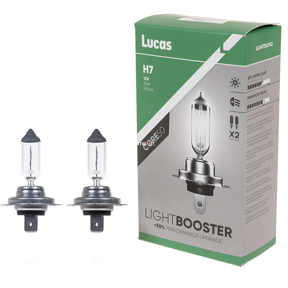 Lucas LightBooster Core H7 autóizzó 12V 55W, +50%, 2db/csomag