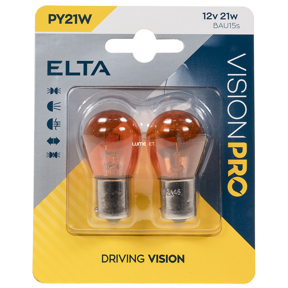 Elta Vision Pro 12V PY21W sárga jelzőizzó, 2db/bliszter