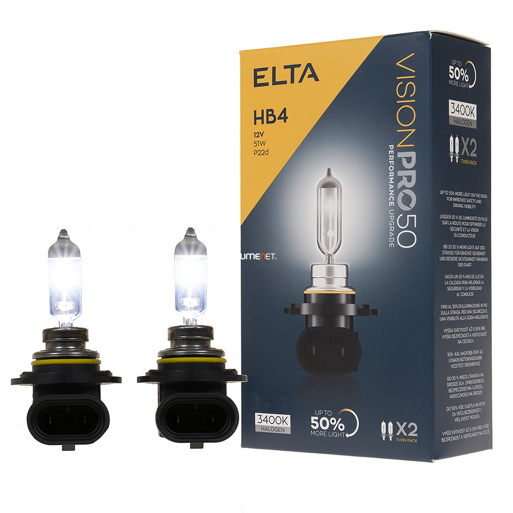 Elta Vision Pro 50 HB4 autóizzó 12V 51W, +50%, 2db/csomag