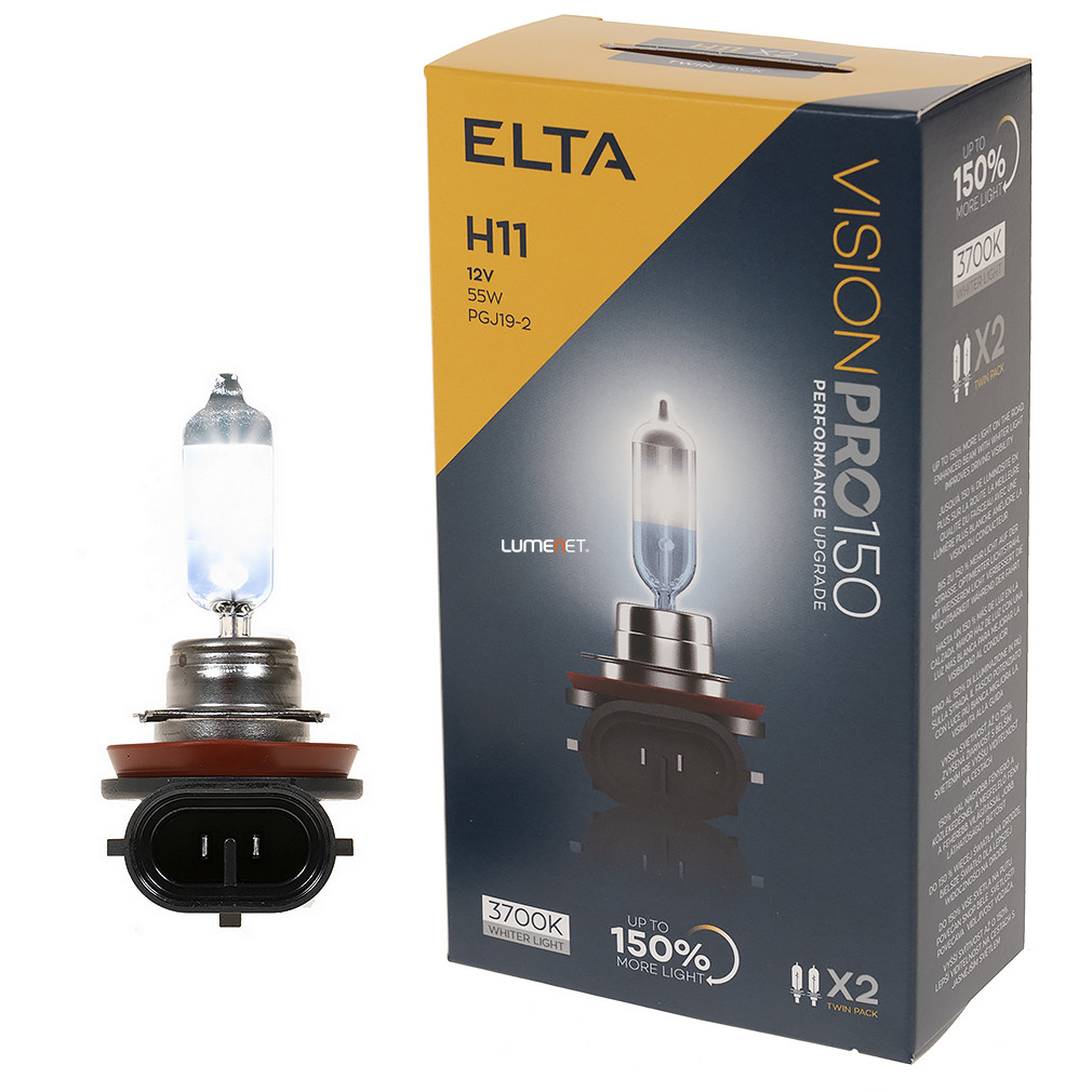 Elta Vision Pro 150 H11 autóizzó 12V 55W, +150%, 2db/csomag