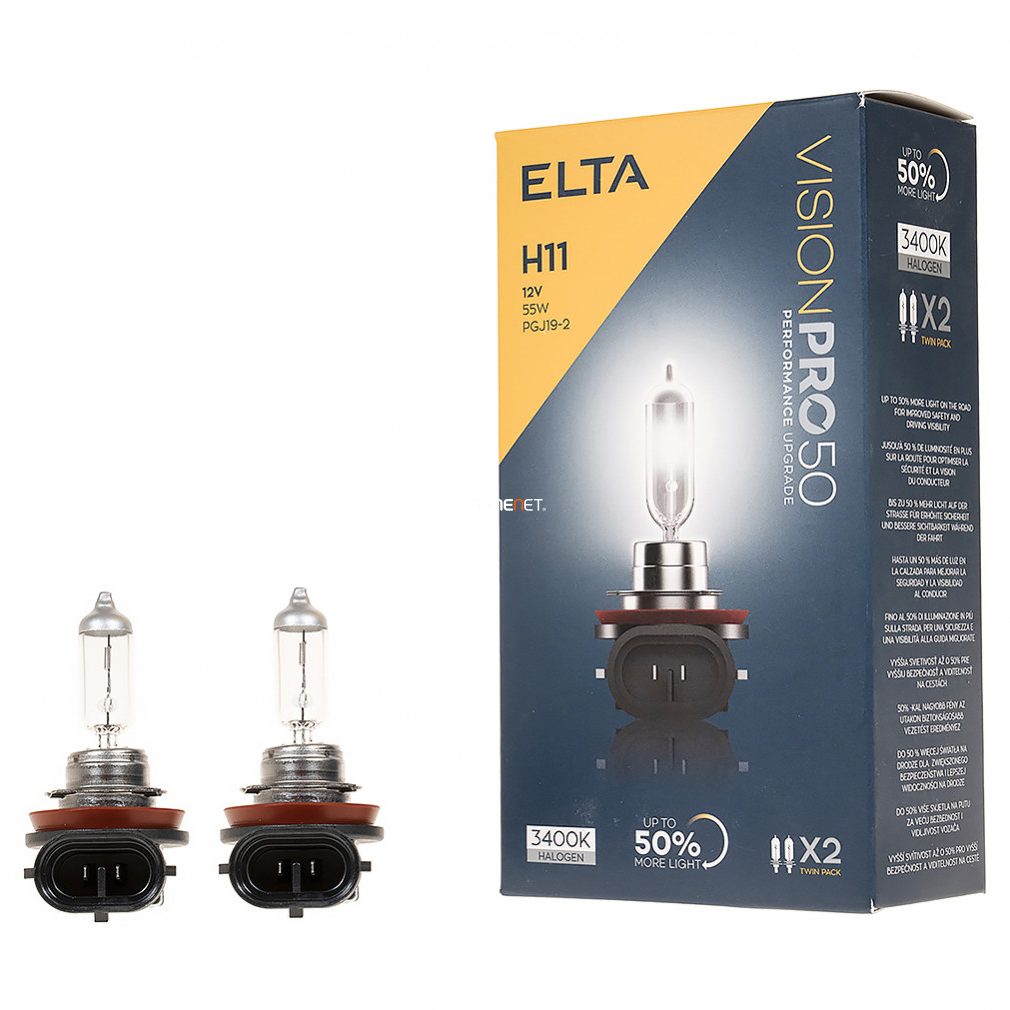 Elta Vision Pro 50 H11 autóizzó 12V 55W, +50%, 2db/csomag