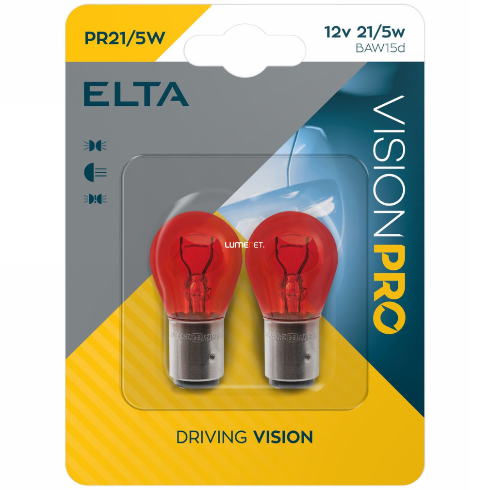 Elta Vision Pro PW21/5W jelzőizzó 12V 21W, piros, 2db/bliszter
