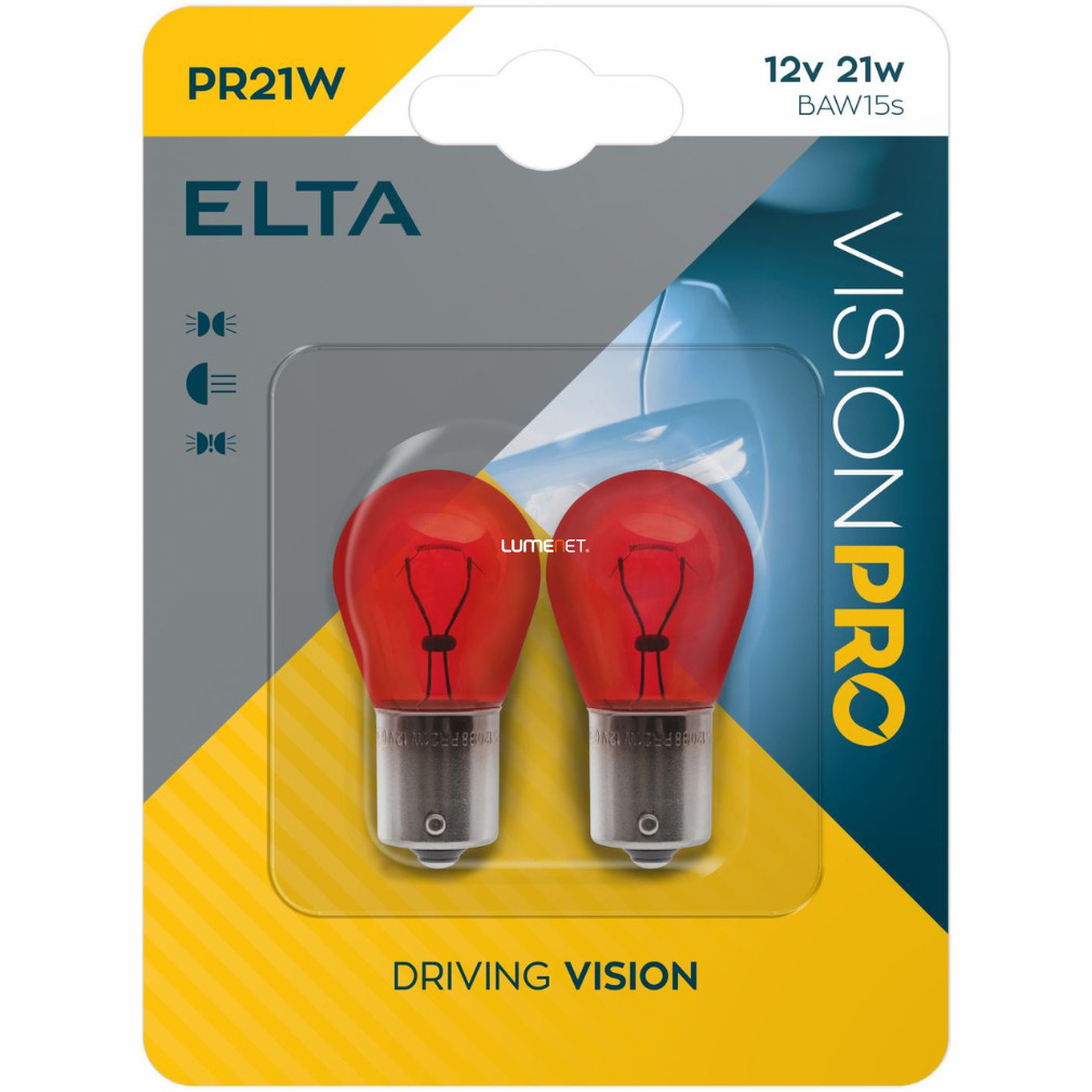 Elta Vision Pro PR21W jelzőizzó 12V 21W, piros, 2db/bliszter