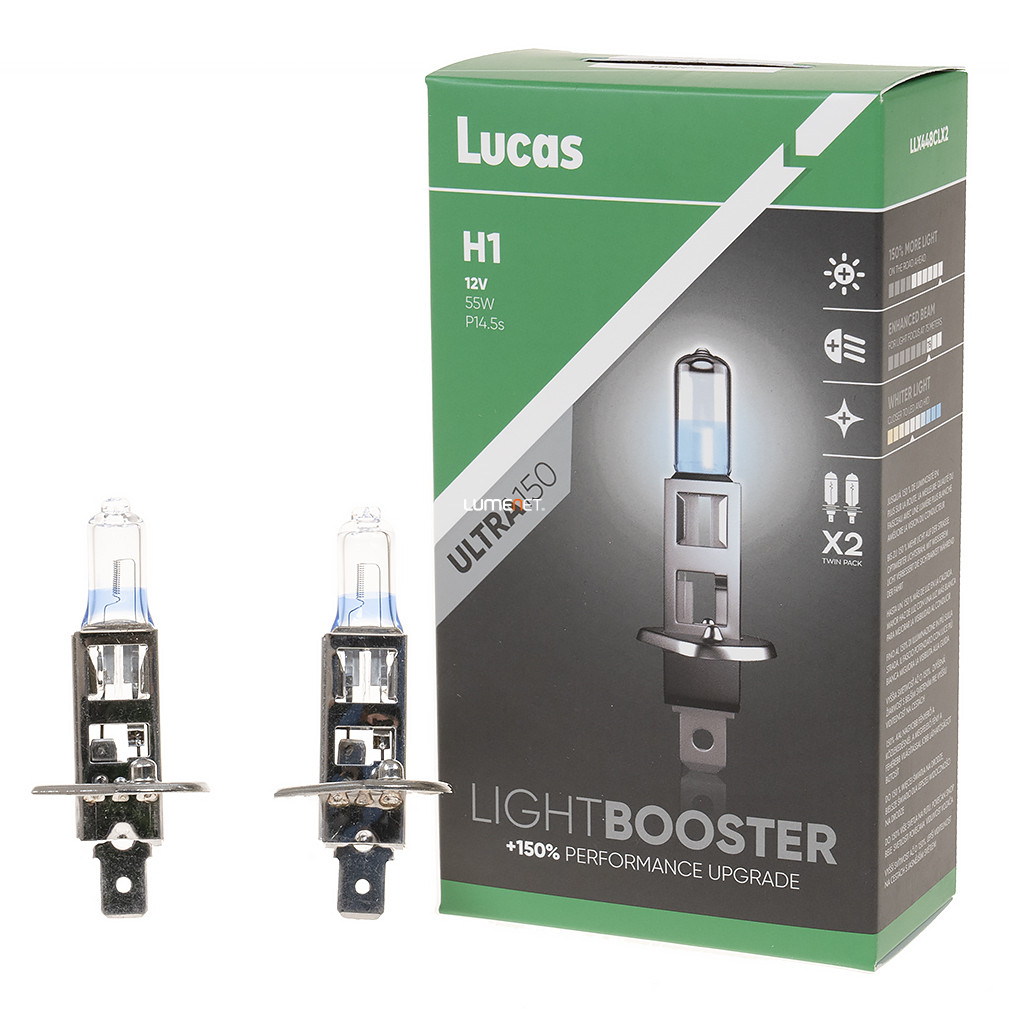 Lucas LightBooster Ultra H1 autóizzó 12V 55W, +150%, 2db/csomag