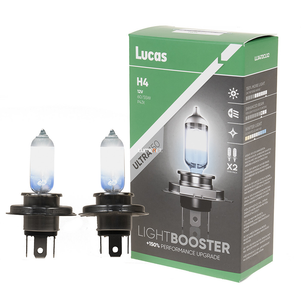 Lucas LightBooster Ultra H4 autóizzó 12V 60/55W, +150%, 2db/csomag