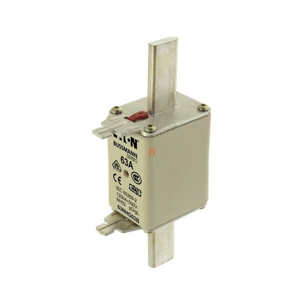 Bussmann 63NHG02B NH-betét 63A, DIN 02 méret, 500V AC, gG/gL Eaton