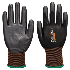   Védőkesztyű, A18-as kötésű, PU bevonat, antimikrobiális, fekete, M-es GP Grip 18 PU A372K8RM Portwest