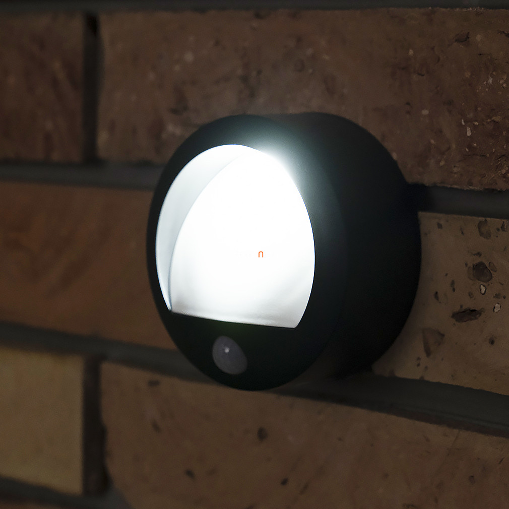 Kültéri fali LED lámpa fény és mozgásérzékelővel, hidegfehér, elemmel (Gizmo Wall Circle Sense)