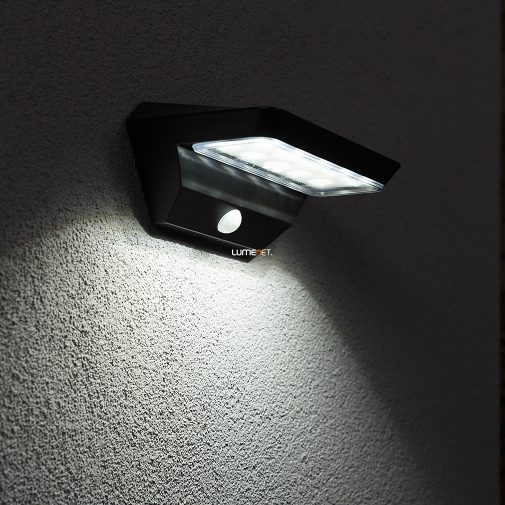 Kültéri napelemes fali LED lámpa, fény és mozgásérzékelővel, hidegfehér, 4,5 W (Gizmo)