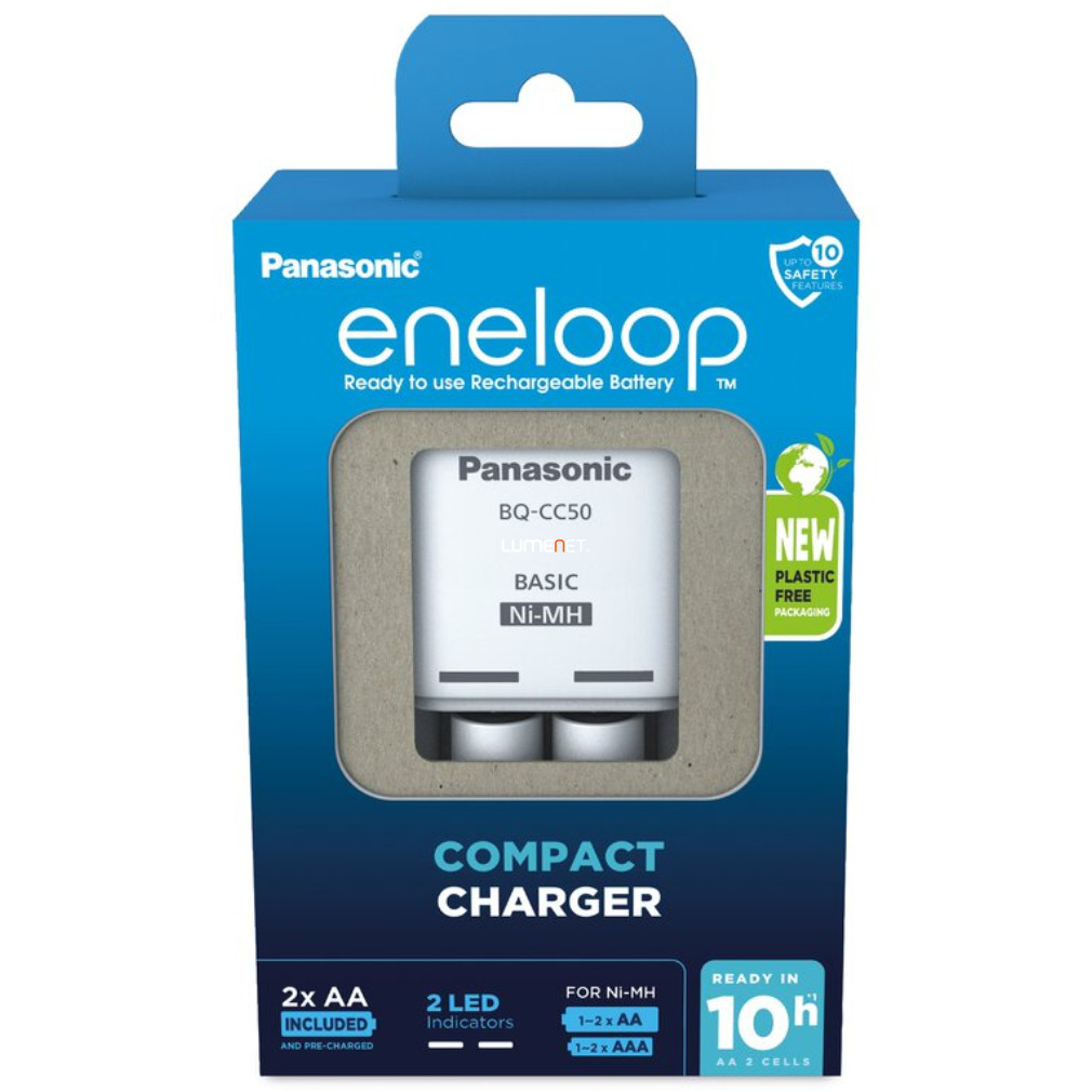 Eneloop Compact akkumulátor töltő szett időzítővel 2 db 2000mAh AA akkumulátorral