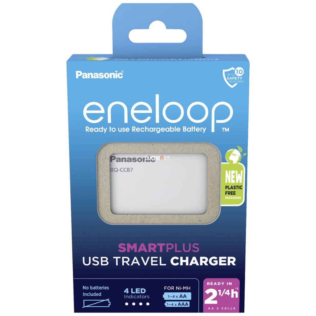 Eneloop SmartPlus Travel hordozható akkumulátor töltő 4db AA/AAA akkumulátor töltésére