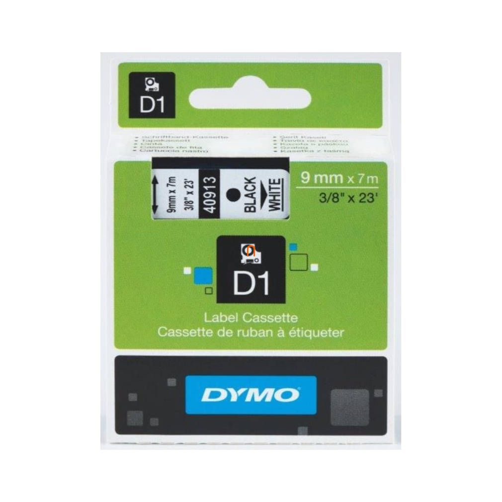 Dymo szalag D1 kazetta 9mm x7m fehér (fekete betű) 40913