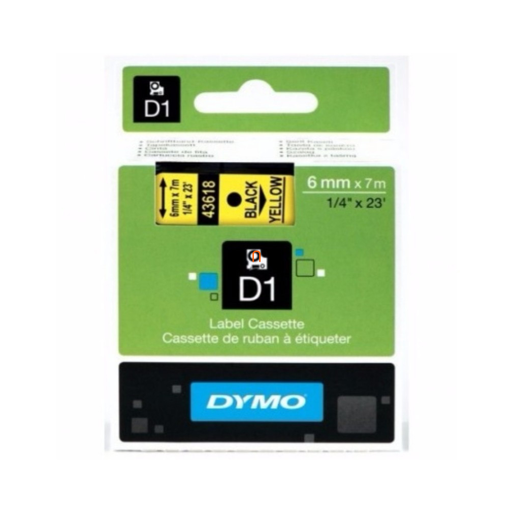 Dymo szalag D1 kazetta 6mm x7m sárga (fekete betű) 43618