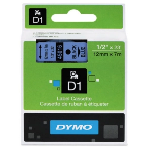 Dymo szalag D1 kazetta 12mm x7m kék (fekete betű) 45016