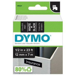   Dymo szalag D1 kazetta 12mm x7m fekete (fehér betű)     45021