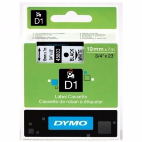 Dymo szalag D1 kazetta 19mm x7m fehér (fekete betű) 45803