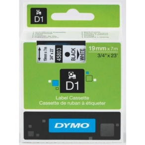 Dymo szalag D1 kazetta 19mm x7m fekete (fehér betű)  45811