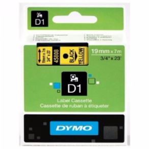   Dymo szalag D1 kazetta 19mm x7m sárga  (fekete betű)    45808