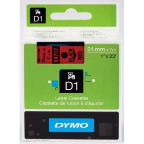 Dymo D1 kazetta, 24mmx7m, fekete/piros S0720970