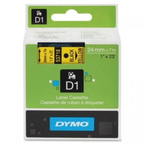 Dymo szalag D1 kazetta 24mmx7m sárga (fekete betű) 53718