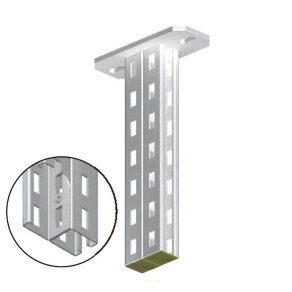   Baks 730850 WPCD500N függesztett oszlop fejlemezzel 80×40×500 mm dupla C-profil védősapkával tartóoszlop, kábelvezetési elemek rögzítéséhez