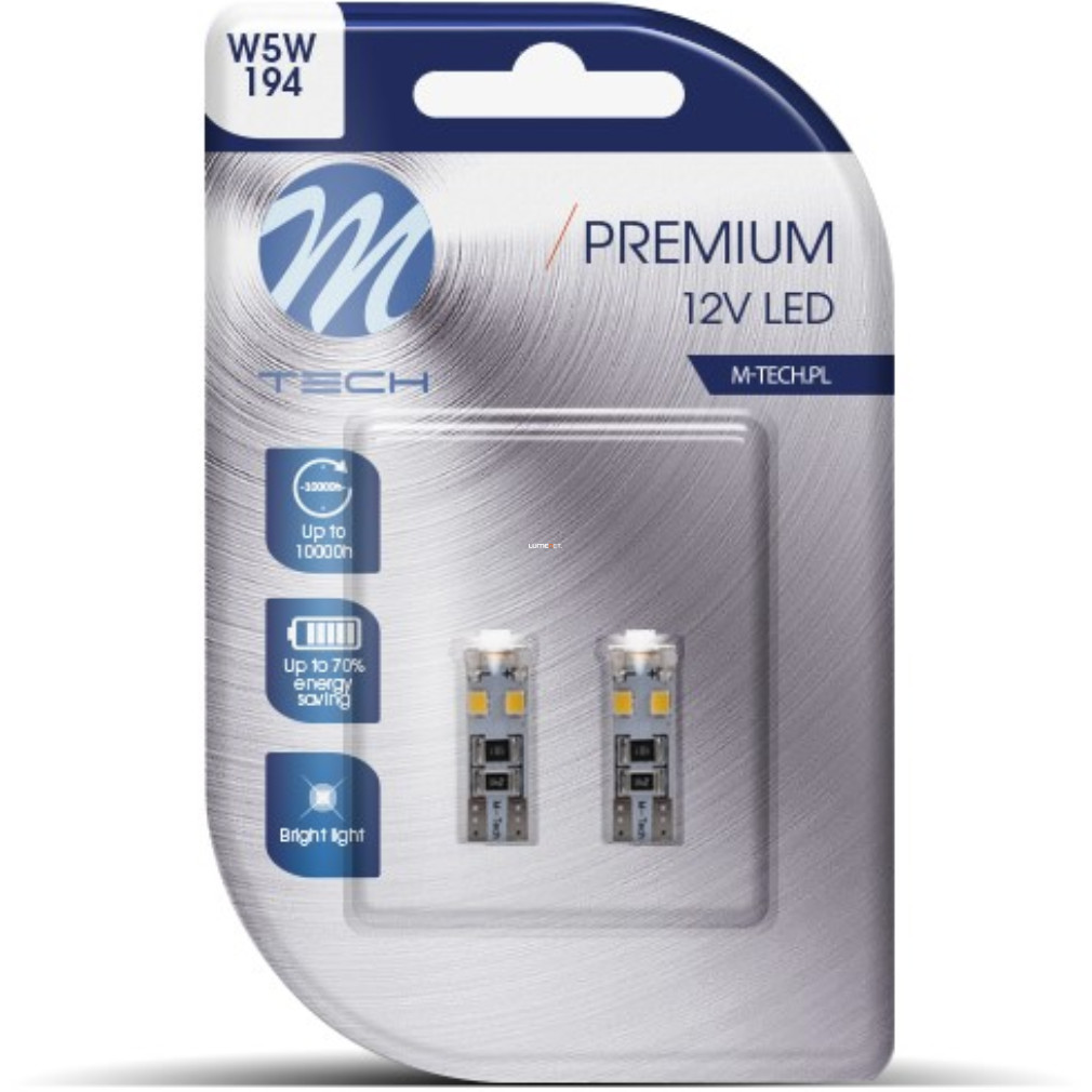 M-TECH Premium W5W LED jelzőizzó, 2db/bliszter (LB310W)