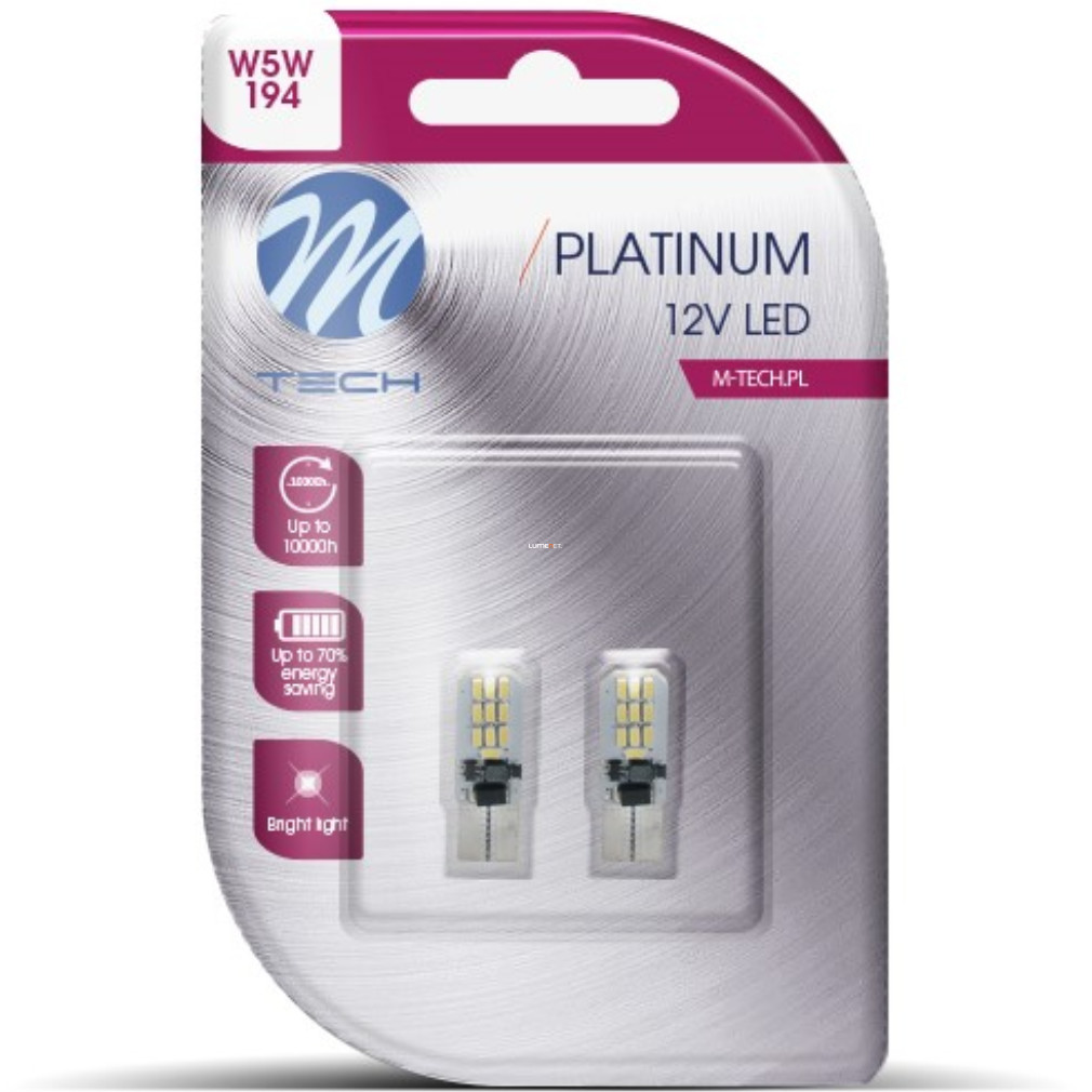 M-TECH Platinum W5W LED jelzőizzó, 2db/bliszter (LB006AW)