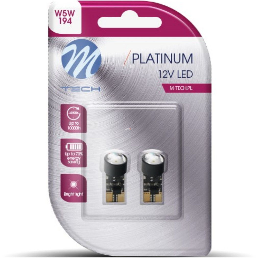 M-TECH Platinum W5W LED jelzőizzó, 2db/bliszter (LB801W)