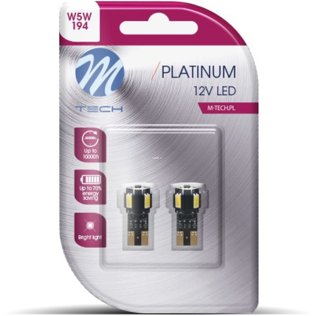 M-TECH Platinum W5W LED jelzőizzó, 2db/bliszter (LB803W)