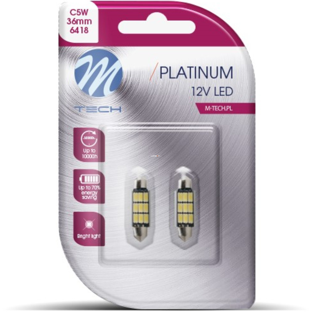 M-TECH Platinum C5W szofita LED jelzőizzó, 36mm, 2db/bliszter