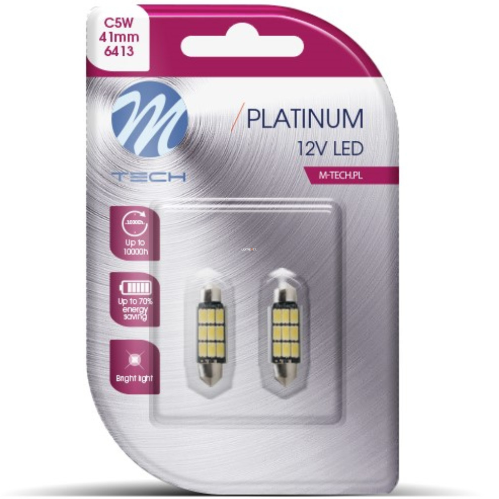 M-TECH Platinum C5W szofita LED jelzőizzó, 41mm, 2db/bliszter