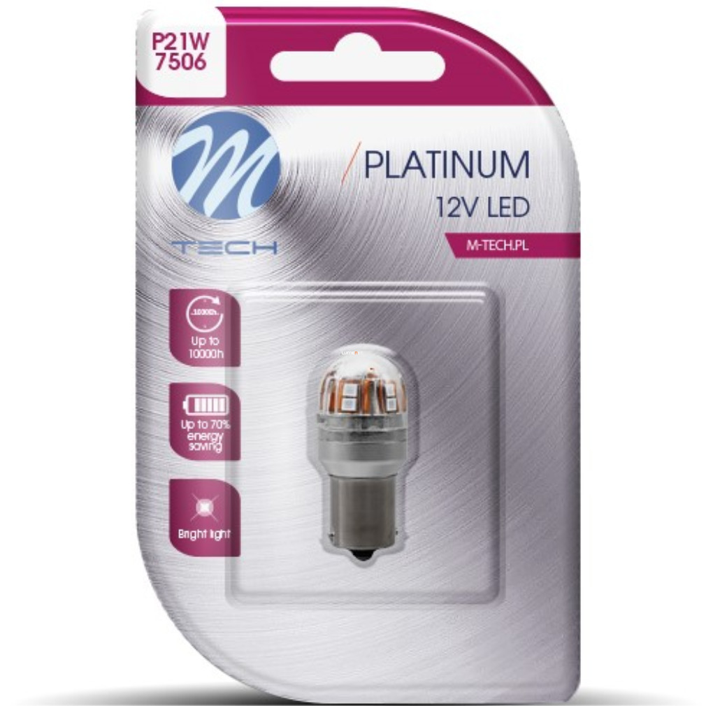 M-TECH Platinum P21W LED jelzőizzó, 12-24 V