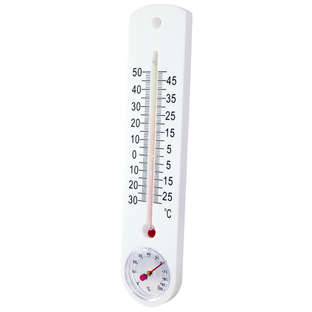 Beltéri hőmérő páratartalom érzékelővel, fehér